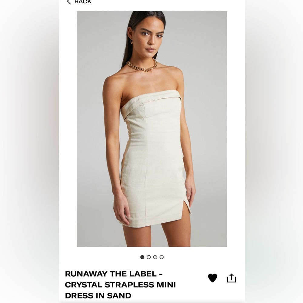 Nude color strapless mini dress